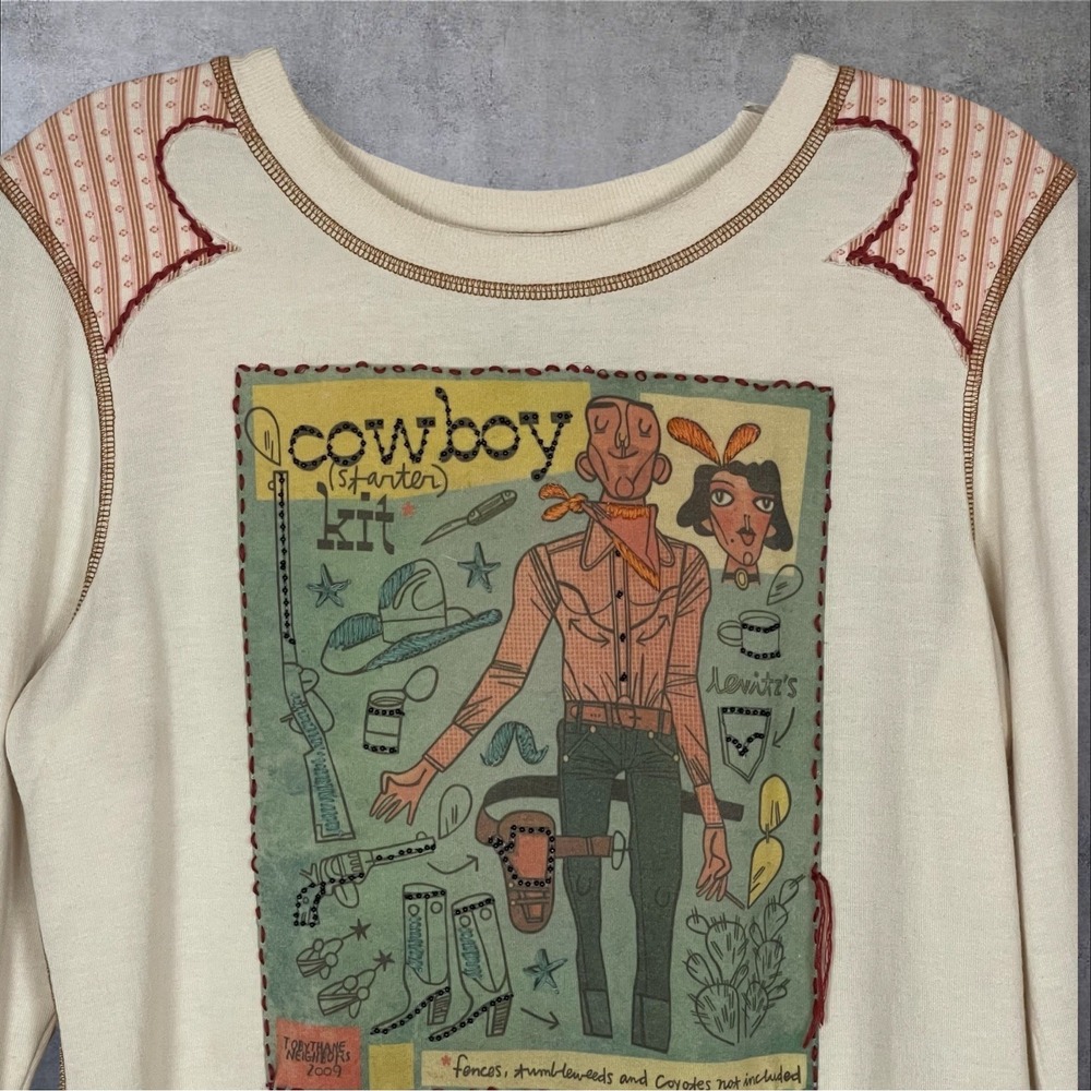 Double D Ranch Cowboy Starter Kit Long Sleeve Pullover T-Shirt Womens M Western - Picture 3 of 10